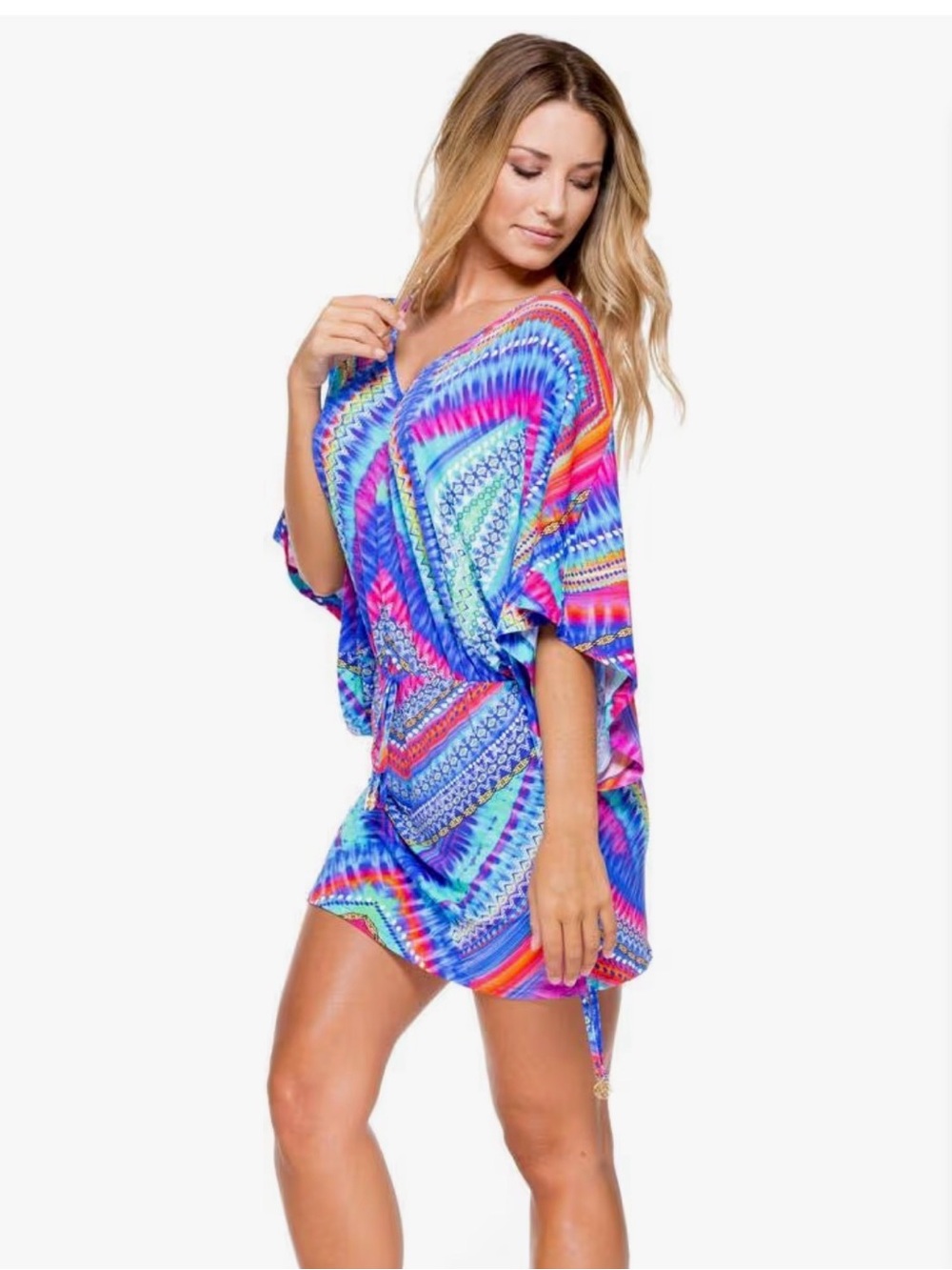 Luli Fama Star Girl Kaftan Cover Up Small Multicolor NWOT